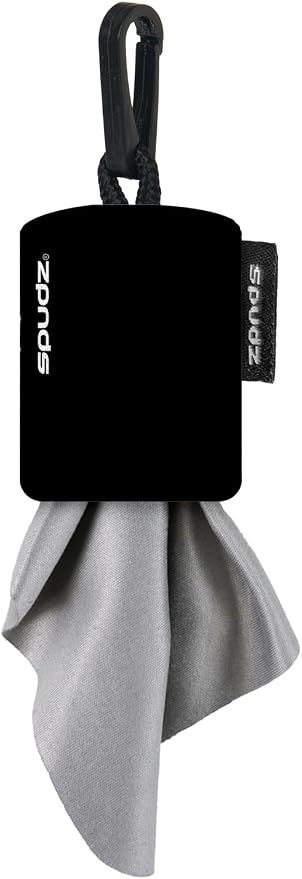 Ultra Microfiber Lens Cleaner with Closeable Bottom – Clip-On Pouch, Washable – for Binoculars, Scopes, Glasses, Screens | Ultra Black, 6 x 6 Inch