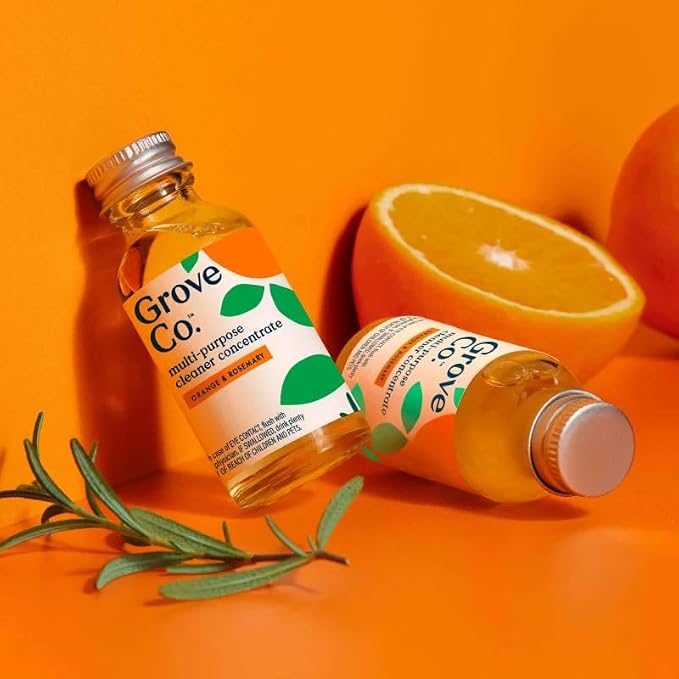 Grove Co. Multi-Purpose Cleaner Concentrate Refills, 2 x 1fl oz | Orange & Rosemary; 2 refills; Plant-based; No plastic waste; Ammonia & chlorine free; No Harsh Chemicals