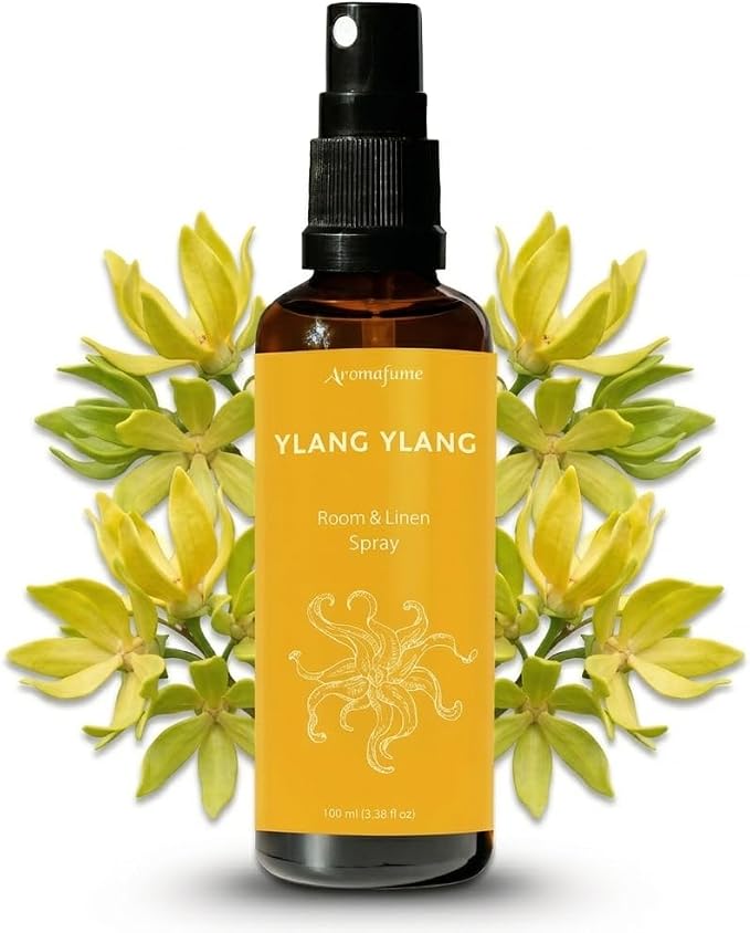 Ylang Ylang Air Freshener Spray for Room, Linen & Pillow 100ml by Aromafume | Made with Pure Ylang Ylang Essential Oil | Aromatherapy Spray to Soothe & Revive | Mist for Bedding, Fabrics