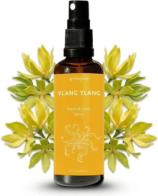 Ylang Ylang Air Freshener Spray for Room, Linen & Pillow 100ml by Aromafume | Made with Pure Ylang Ylang Essential Oil | Aromatherapy Spray to Soothe & Revive | Mist for Bedding, Fabrics
