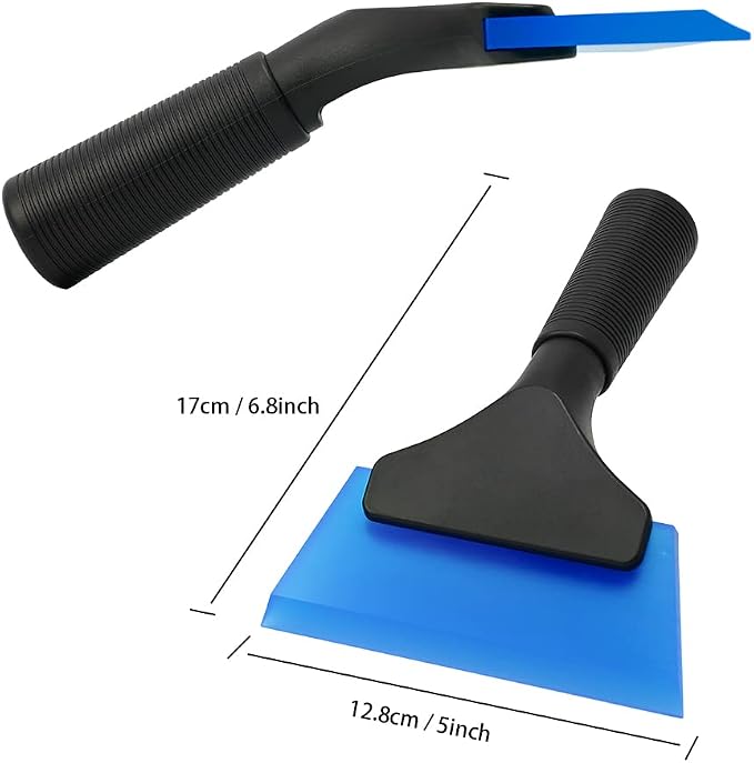 FOSHIO Small Squeegee with 5 Inch Dark Blue Rubber Blade Mini Wiper Window Tinting Tools for Mirror Glass Window Cleaner with Non-Slip Handle