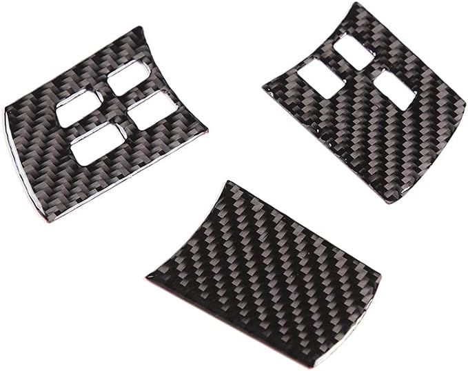 Carbon Fiber Style Steering Wheel Button Cover Fit for Mazda MX-5 RF Miata 2009-2014, Car Steering Wheel Panel Protection Frame Molding Sticker Trim, 3PCS (Carbon Fiber, Black)