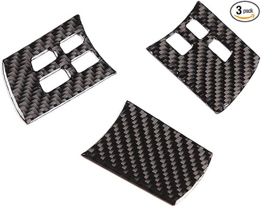 Carbon Fiber Style Steering Wheel Button Cover Fit for Mazda MX-5 RF Miata 2009-2014, Car Steering Wheel Panel Protection Frame Molding Sticker Trim, 3PCS (Carbon Fiber, Black)