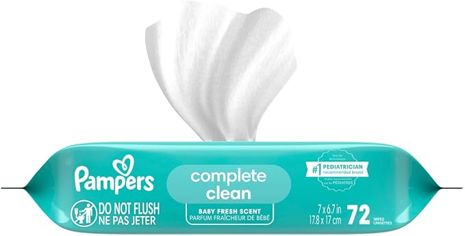 Pampers Baby Wipes, Complete Clean Baby Fresh Scented Wipe, Gently Cleans Head to Toe, 1152 Total (16 Flip-Top Packs)