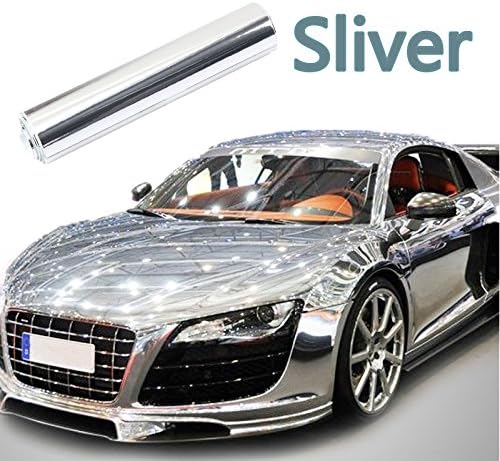 DIYAH Gloss Chrome Mirror Vinyl Car Wrap Sticker with Air Release Bubble Free Anti-Wrinkle 12" X 60" (1 FT X 5FT) (Silver)