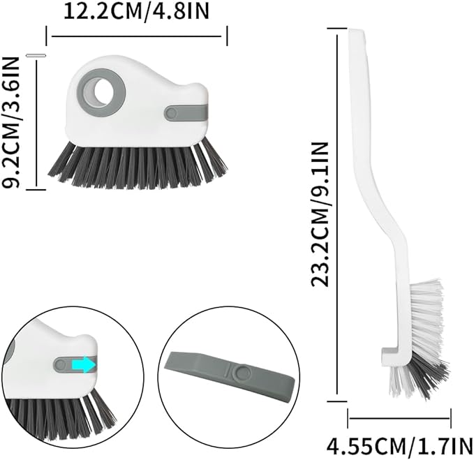 2pcs 2 in 1 Groove Crevice Cleaning Brush Window Track Cleaning Tools,Multifunction Grout Cleaner Tool Crevice Cleaning Brush with Hidden Scraper for Sliding Door Track,Window Sill,Window Seal