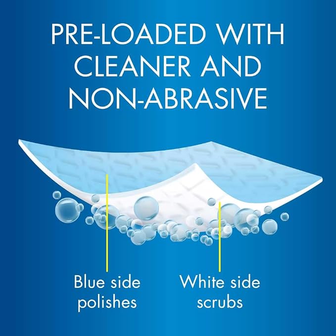 Glisten Cooktop and Kitchen Cleaning Pads for Glass, Gas Ranges, Ovens, Microwaves, and More, Dissolves Grease and Baked on Foods, Lemon Scent, 14 Large Pads or 28 Small Pads