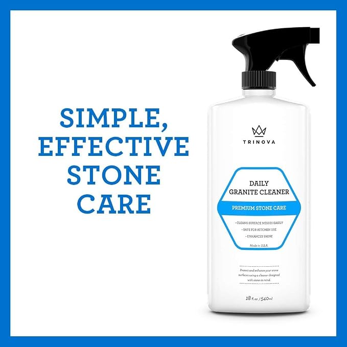 TriNova Granite Cleaner & Polish Gallon Refill for Daily Use - Made in USA, Enhances Shine, Streak-less - for Counter-tops, Marble, Stone, Bathroom Tile Kitchen, & Islands - 128 fl oz (4PK)