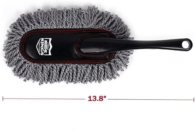 Car Duster Exterior Scratch Free,Car Dust Brush with Extendable Telescoping Handle to Remove Dust Pollen,Duster for Car,Truck,RV and Motorcycle,Large Auto Mop Duster Head, Wax Cotton Hair | Telescoping auto mop traps pollen scratch-free. Red combo with...