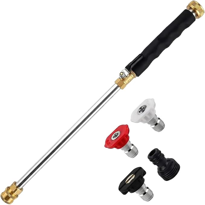 2026 Upgraded Jet Nozzle Power Washer for Garden Hose Cleaning Wand Set | with 3 Interchangeable Nozzles for Car Washing, Patio Lawn Garden Outdoor Cleaning，Dark Black