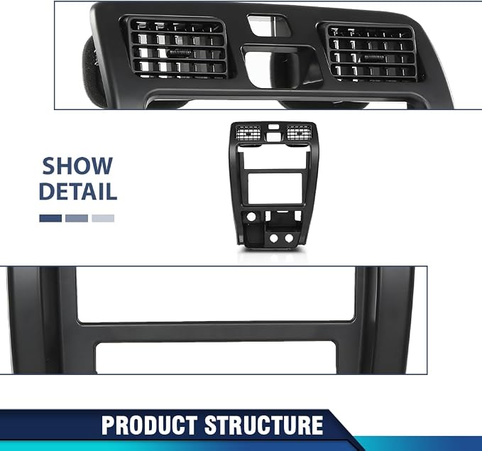 PIT66 Center Dash Radio Bezel Trim Fit Toyota 4Runner 1999-2002 | Center Dashboard Climate Control Cover Fit Toyota 4Runner 1999-2002, Instrument Panel Trim Replacement, Black Finish