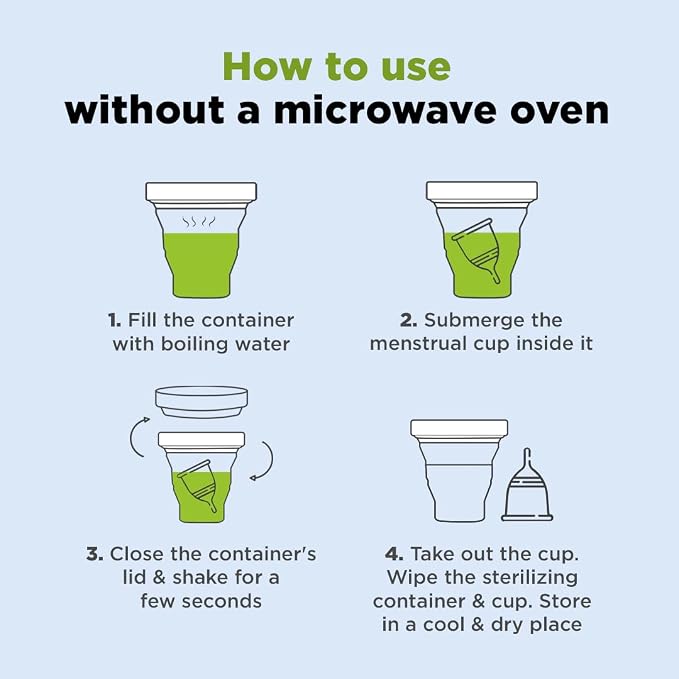 PEESAFE Menstrual Cup Sterilizing Container (1N) | Made with Medical Grade Silicone | Menstrual Cup Cleaner | Microwaveable, Menstrual Cup sterilizer | Compact and Travel Friendly