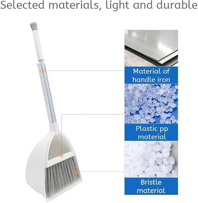 Small Broom and Dustpan Set, Household Mini Broom and Dustpan Set, Mini Broom and Cleaning Set Suitable for Various Small Areas (White)