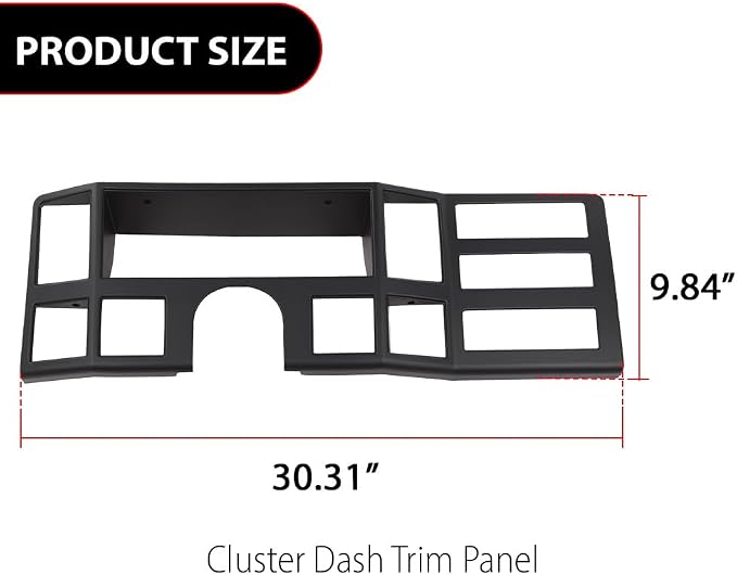 DOTCOM Dash Bezel Panel Surround Trim Compatible with 1984-1996 Jeep Cherokee XJ Black Dashboard