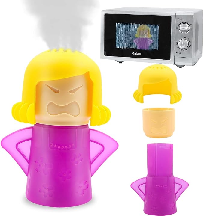 Abnaok Angry Mom Microwave Cleaner and Chilly Mama Fridge Deodoriser 2PCS Easily Clean in Minutes for Home or Office with English Manual