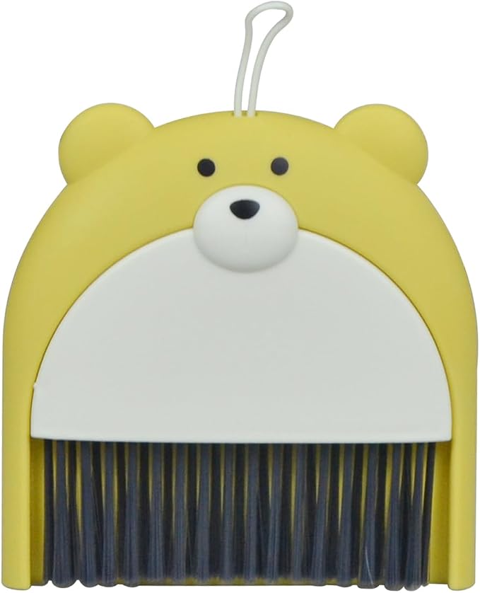 Mini Broom and Dustpan Set 6.2x6.3 Inches Compact Hand Broom for Desktop Table Countertop Car Office Kitchen Small Space Cleaning(Yellow)