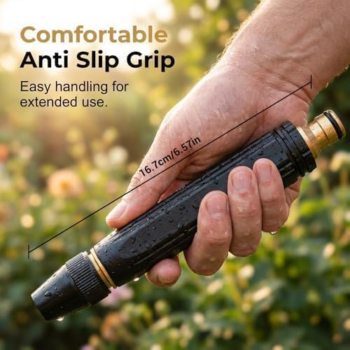 2026 New Heavy Duty High Pressure Hose Nozzle, 8X Booster Car Wash Water Gun with Adjustable Spray (Jet/Mist/Shower), Copper Alloy, Tool-Free Setup – for Garden, Lawn, Plant Watering，2PCS