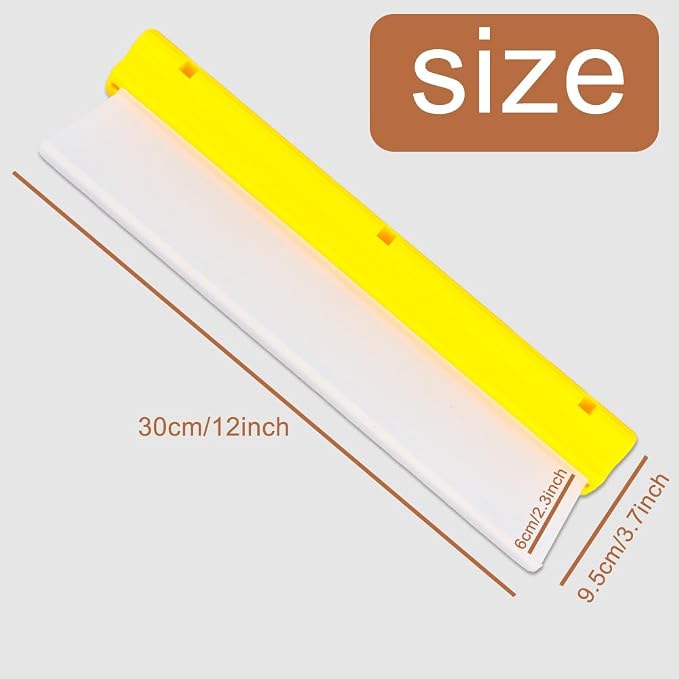 12" Silicone Car Squeegee, T-Bar Water Blade for Drying (Yellow) | Silicone Water Blade, Safe On Auto Paint & Glass. T-Shape, Non-Slip Handle For Fast Work.