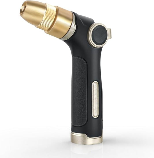RESTMO Garden Hose Nozzle, Heavy Duty Water Hose Sprayer for Outdoor | Zinc Alloy Metal, Thumb Control, Precise Flow, Adjustable Spray Patterns, Leak-proof, Ideal for Lawn & Plant & Car, Black