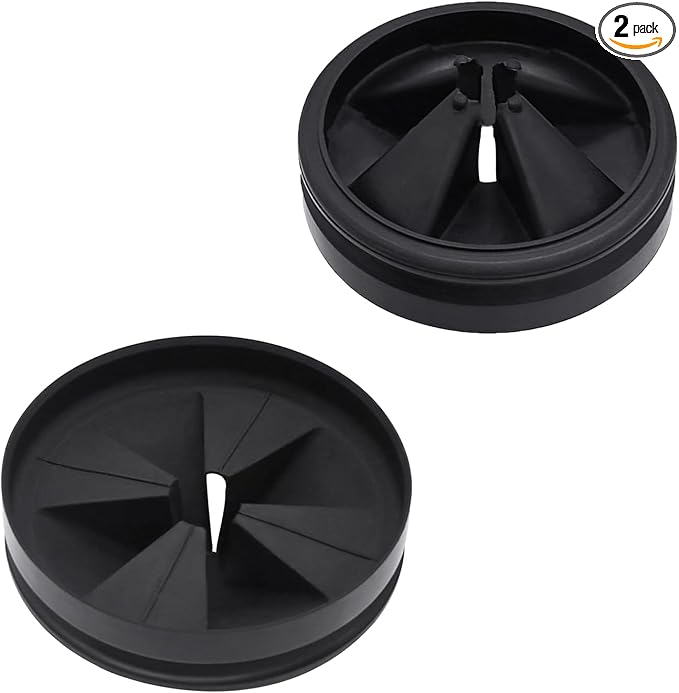2 Pack 3 3/8" Garbage Disposal Splash Guards Sink Baffle QCB-AM, Garbage Disposer Accessories, BlackUpgraded Removable Quiet Collar Drain Plugs，Replacement for InSink&Erator Evolution Series