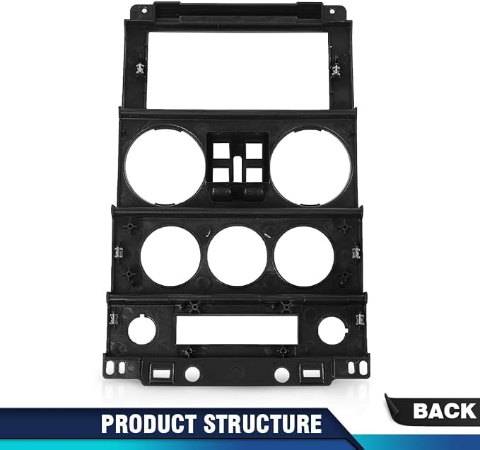 PIT66 Center Dash Bezel Trim Fit Jeep Wrangler 2007-2010 4 Door | Dashboard Cover Panel Fit Jeep Wrangler JK 2007-2010, Instrument Panel Bezel Replacement, Fits 4 Door Only