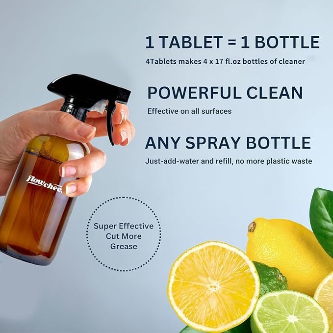 flowcheer Multi Surface Cleaner Refills - 6 Pack All Purpose Cleaning Refill Tablet-Makes 96 fl oz Bottles of Spray Cleaner for Household&Kitchen Cleaning (Lemon-6pc)
