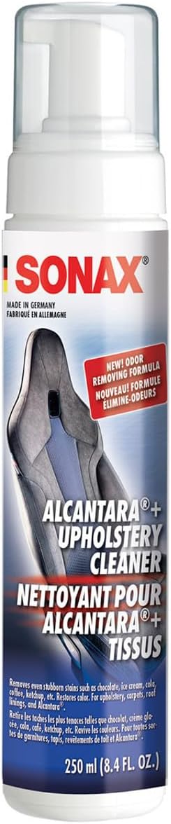 SONAX Upholstery & Alcantara Cleaner Foam | Interior Cleaner for Synthetic Suede, Fabric Seats, Carpet, Door Panels, Headliners & Trim | Removes Dirt, Oils, Stains & Grime Build-Up | 8.45 oz | 250 ml