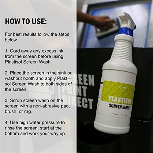 Ecotex Plastisol Ink Remover & Screen Wash - Screen Printing Cleaner, GL | Soy-Based Plastisol Ink Remover & Screen Wash - Dissolves Ink Fast, Drain-Safe, Biodegradable, Low Odor, Low VOC - 1 Gal.
