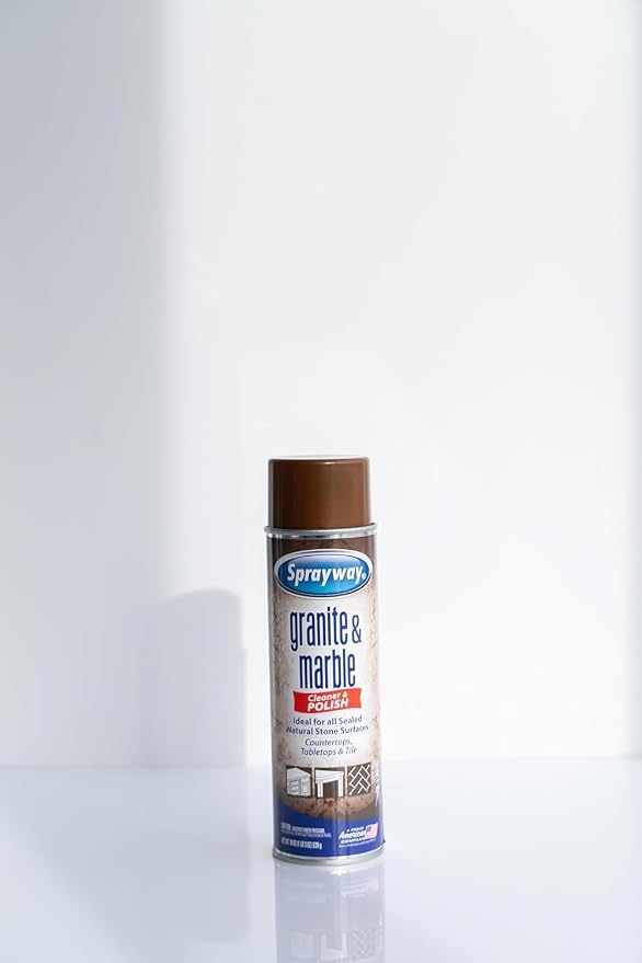 Sprayway SW702R Aerosol Granite & Marble Spray, 19 oz | Streak-Free Stone Cleaner for Sealed Natural Surfaces | Removes Grease & Fingerprints | Non-Abrasive Foaming Formula