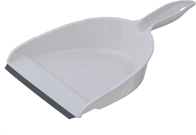 Dustpan and Brush Set, Hand Broom with Ergonomic Grip Handle - Rubber Edge for Easy Dirt Pickup, Durable Material - Grey & Blue Hand Brush by Superio, 2-Pack (Gray, 2-Pack)