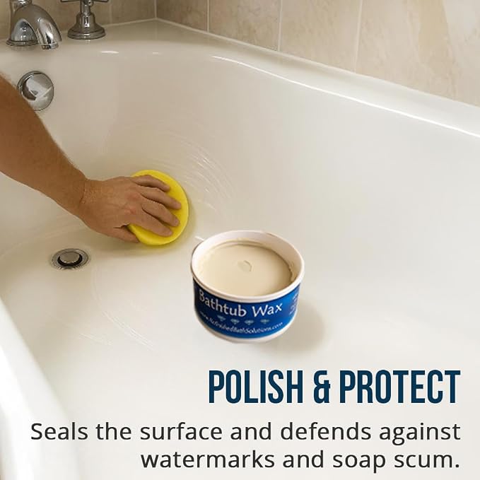 Ekopel 2K Bathtub Wax | Polish & Seal for Porcelain & Fiberglass Tubs | Watermark & Scum Repellent | Easy DIY Shine