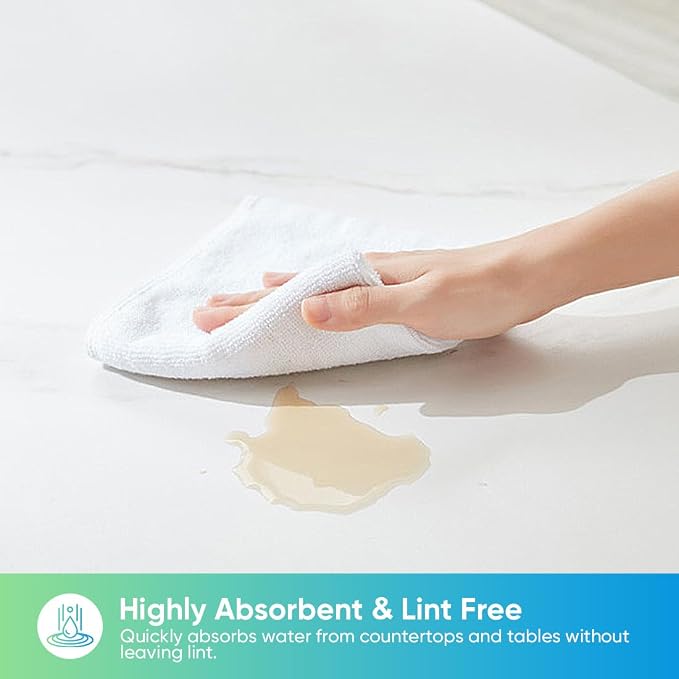 HOMEXCEL 24PK Microfiber Cleaning Cloth, Cleaning Rag for Home, 11.5x11.5in | Reusable, Lint Free, Scratch-Free and Highly Absorbent Towels for Kitchen, Window and Glass, Cars, White