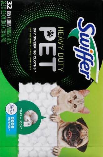 Sweep + Mop, Dry Pads Refill, Floor Cleaner for Dirt, Dust, Hair, Cleaning Cloths for Mopping Home, Bathroom, Kitchen, All Purpose Multi-Surface Floor Wipes, Heavy Duty, Pet, 32 Count (Pack of 2)