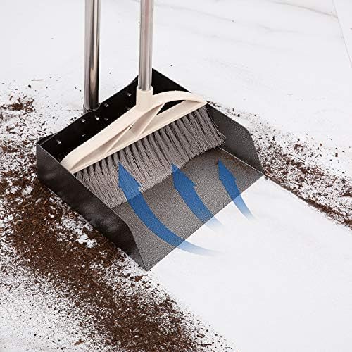 Dust Pan with Long Handle - 39”Heavy Duty Metal Dustpan | Standing Dustpan | Stand Up Dustpan with 3pcs Adjustable Handle,Stainless Steel Dust Pan for Home,Outdoor,Office,No Tool-Snap&Lock in 3 Seconds