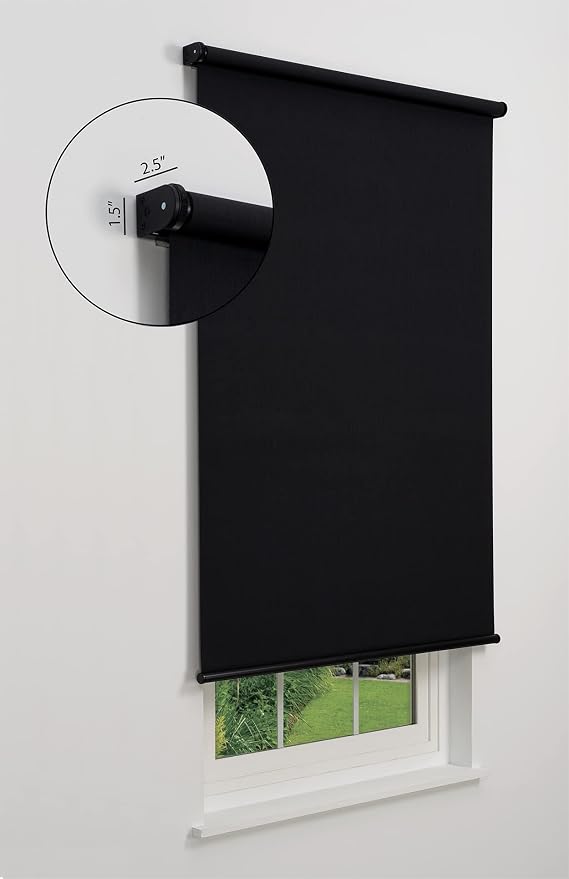 Linen Avenue Cordless 1% Solar Screen Standard Roller Shade, Black 57 1/2 W x 66 H (Arrives 1/4" Narrower)