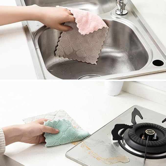 12 Pack Cleaning Cloth Kitchen Cloth, Dish Towels Super Absorbent Coral Velvet Dishtowels, Microfiber Premium Soft Tea Towels, Quick Dry Rags, Multipurpose Reusable Washcloths, Non-Stick Oil Cloths.