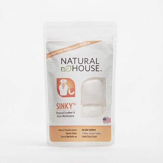 Natural House Sinky - Probiotic Garbage Disposal & Drain Cleaner Pods - Breaks Down Grease - Citrus Scent - Septic Safe - 4 Pack