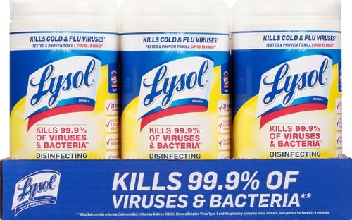 Lysol Disinfectant Wipes, Multi-Surface Antibacterial Cleaning Wipes, For Disinfecting and Cleaning, Lemon and Lime Blossom, 80 Count (Pack of 4)