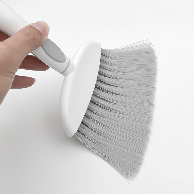 Dust pan, Small Broom and Dustpan Set, Mini Dustpan and Brush Set, Small Hand Broom with Dust Pan for Desk Table Cat Litter - Compact Hand Broom for Kitchen Counter Crumbs, RV Living Essentials (Gray)