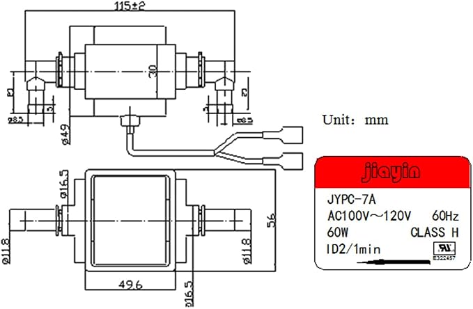 Jiayin JYPC-7A AC 120V 60W 2400cc/min 2bar Water Solenoid Liquid Pump Fit for Rug Doctor/Bissell Deep Carpet Cleaner,Replacement Part Mighty Pro X3,DCC-1,B0600,B0608,etc,with spring clips, inserts
