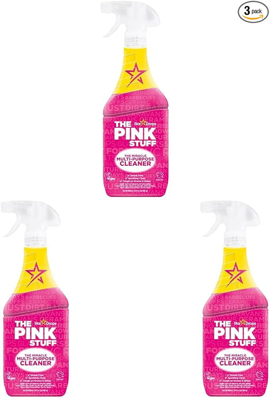 The Pink Stuff Miracle Multi-Purpose Cleaner Spray, 30 fl oz – Now 20% More! Powerful All-Purpose Cleaning Solution for Kitchens, Bathrooms, Floors & More – Cuts Through Grease & Grime (Pack of 3)
