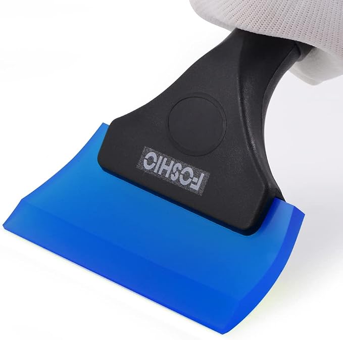 FOSHIO Small Squeegee with 5 Inch Dark Blue Rubber Blade Mini Wiper Window Tinting Tools for Mirror Glass Window Cleaner with Non-Slip Handle, 2 Pack