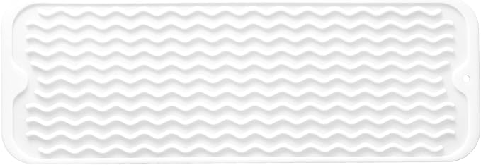 MicoYang Silicone Dish Drying Mat for Multiple Usage,Easy clean,Eco-friendly,Heat-resistant Silicone Mat for Kitchen Counter,Sink,Bar,Bottle,or Cup White M 17 inches x 6 inches