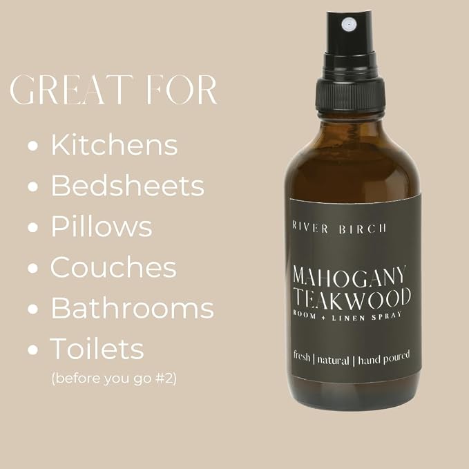 River Birch Fraser Fir Scented Linen and Room Spray | Home Fragrance | 4 oz Glass Amber Bottle | Luxury Signature Scent | Handmade in Texas
