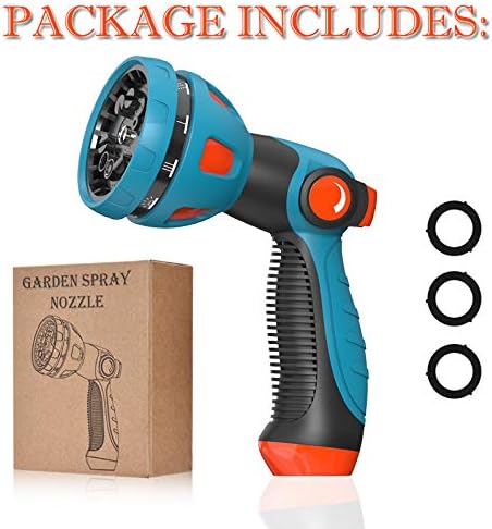 HmiL-U Garden Hose Spray Nozzle - 10 Adjustable Patterns Metal High Pressure Hose Nozzle with Thumb Control Design, Hose Sprayer for Garden & Lawns Watering, Cleaning, Pets & Car Washing