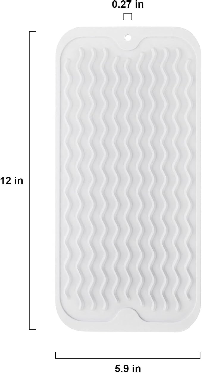 Silicone Dish Drying Mat for Multiple Usage, Easy clean, Eco-friendly, Heat-resistant Dish Drainer Mat for Kitchen Counter,Sink,Refrigerator or Drawer liner (12" x 6", Translucent)