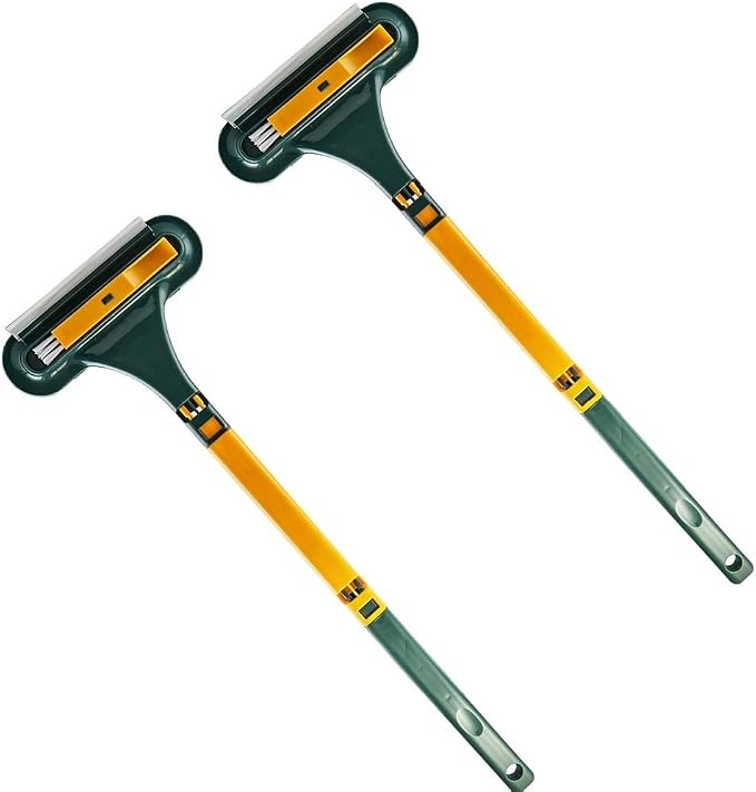 Window Screen Cleaning Brush,2 in 1 Window Screen Cleaner Tool with Squeegee,Mesh Screen Cleaner,Multi-Purpose Cleaning Brush for Patio, Door, Porch Screens (2 Yellow)