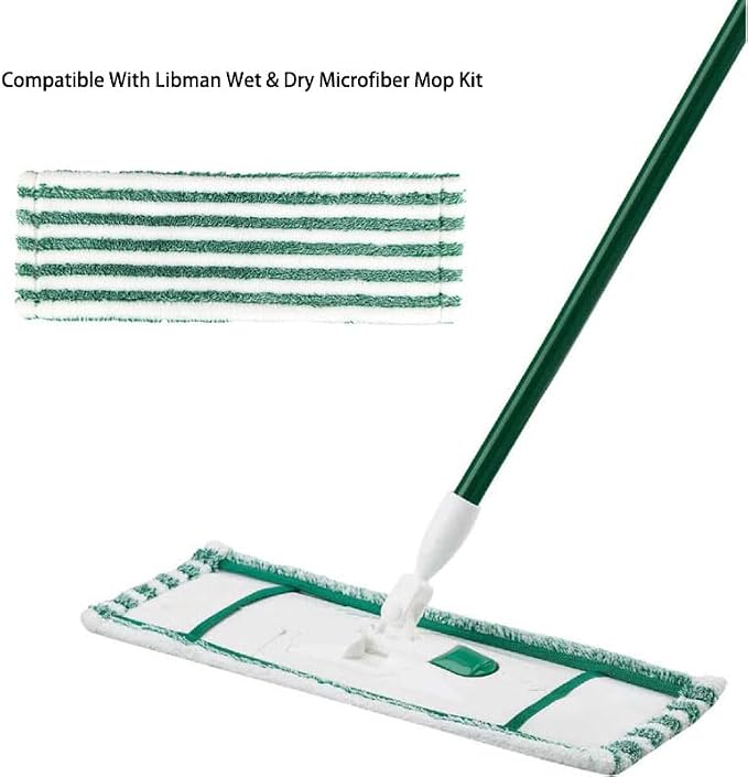 Libman Wet & Dry Microfiber Mop Refills - 2 Pack Reusable Washable Microfiber Cloth Mop Head Pads for Wet and Dry Use