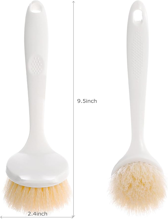 Facjoleco Dish Brush with Handle, Pot Brush, 2 Pack Kitchen Scrub Brushes for Cleaning, Dish Scrubber with Soft Bristles for Sink, Pots, Pans
