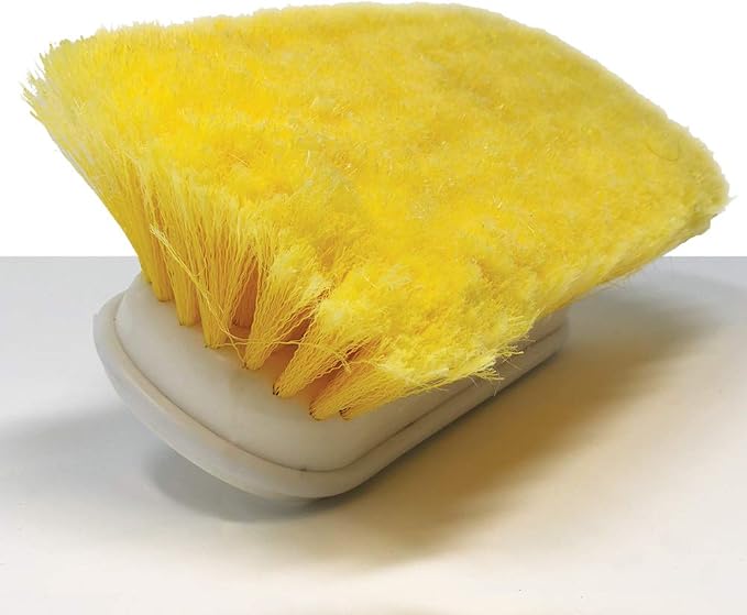 Soft Boat Deck Brush, Heavy-Duty Marine Brush Head, 8" Bristle with Bumper, 3/4" Thread Handle, for RV, Truck, and Auto Cleaning